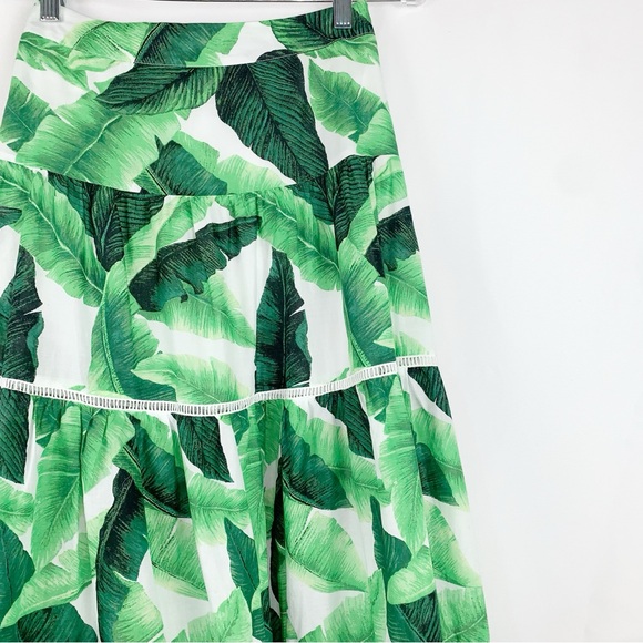 NWT Forever 21 Tropical Leaf Tiered Maxi Skirt - Picture 4 of 8